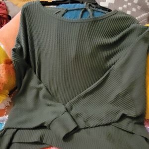 Entro waffle Knit open back sweater